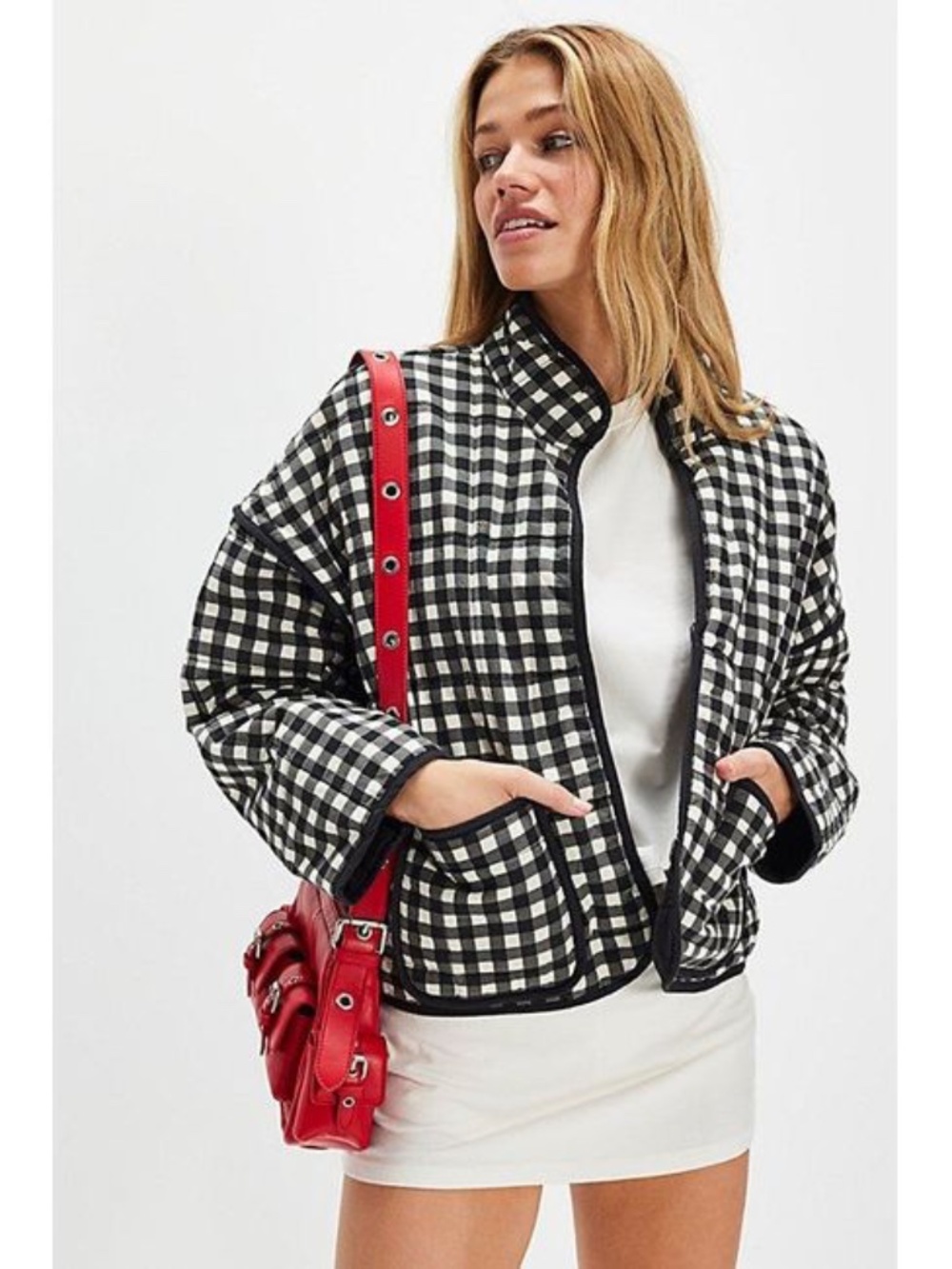 free people Chloe gingham quilted jacket